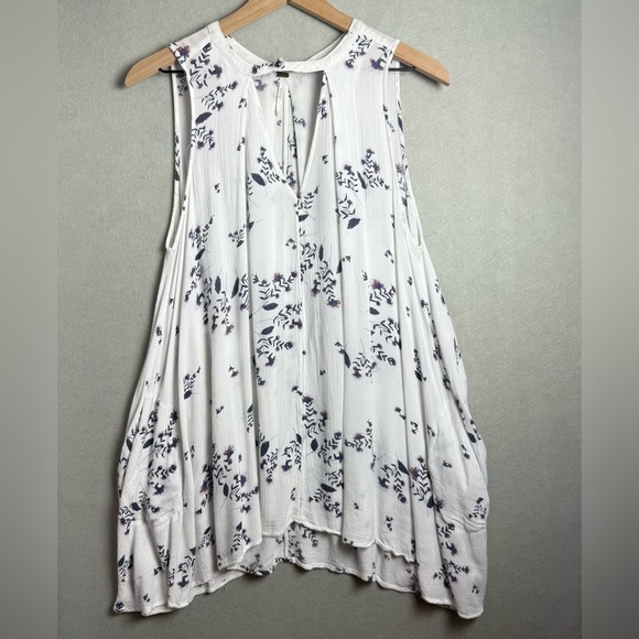 Free People Women’s Floral Swing Mini Tunic Dress Shirt Sleeveless Boho size XS - Picture 1 of 11